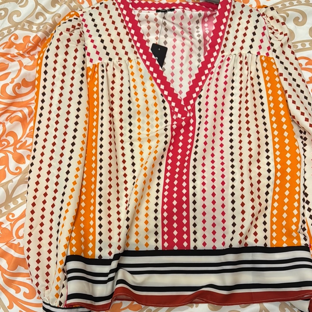 Express Multicolor V-Neck Women's Top